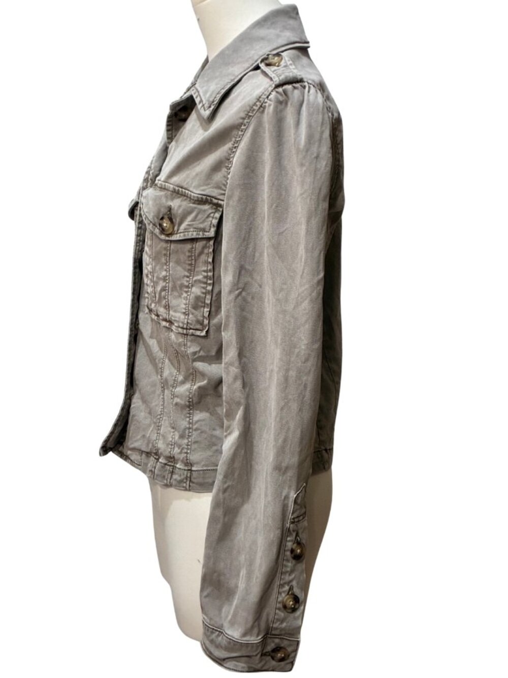 PAIGE Pacey Utility Military Jacket Vintage Moss Taupe Khaki Casual XSmall - Picture 5 of 7